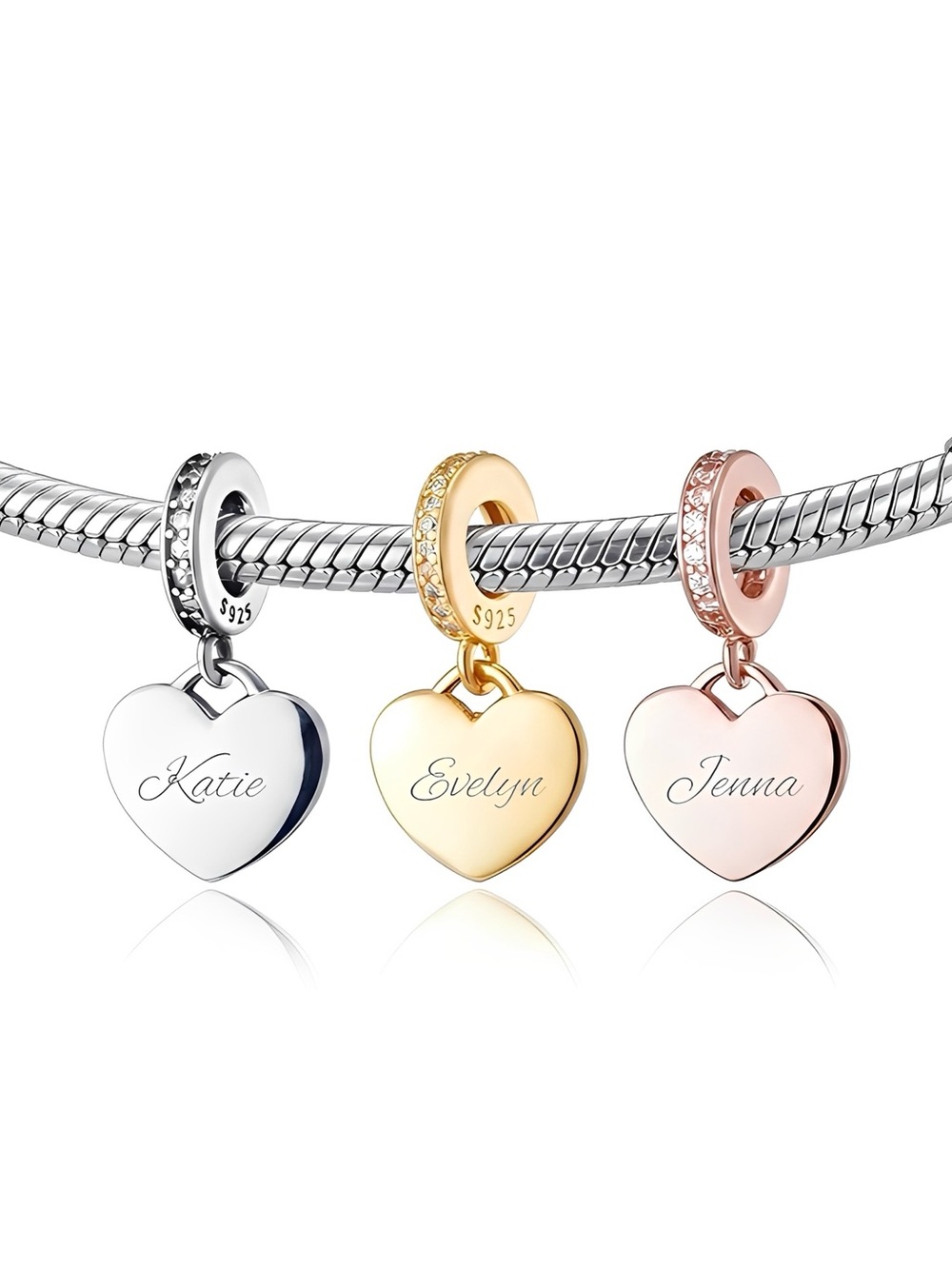 Personalized Heart Dangle Bracelet Charm